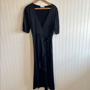 LACAUSA Elegant Black High Low Dress Wrap XS Fairy‎ Grunge